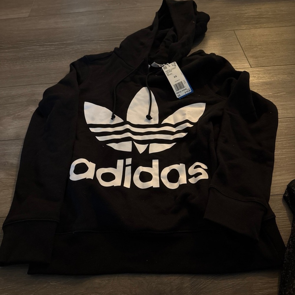 Adidas Black Hoodie with White Trefoil